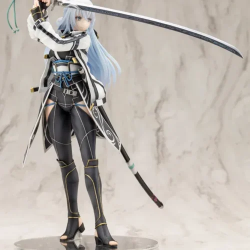 "Shizuna Rem Misurugi Figure, Kotobukiya Studio. Dynamic warrior statue, exquisite detail, flowing attire, weaponry."